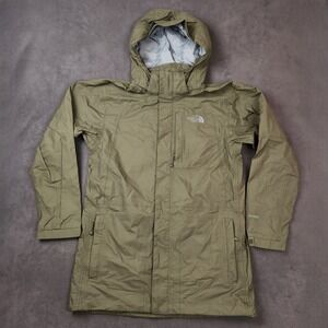 The North Face HyVent Rain Jacket Mens Medium Olive Green Hooded Full Zip